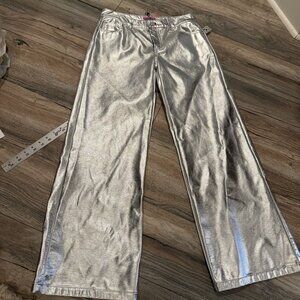 EDIKTED WOMENS SILVER WIDE LEG PANTS SIZE SMALL